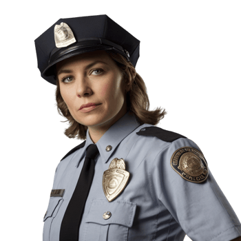 A woman in a police uniform posing for a photo png