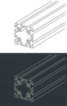 Aluminum profile blueprints illustrations vector