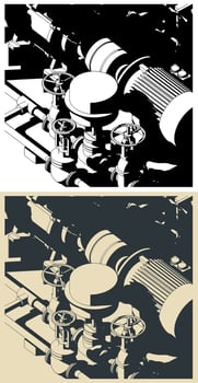 Gas compressor close-up vector