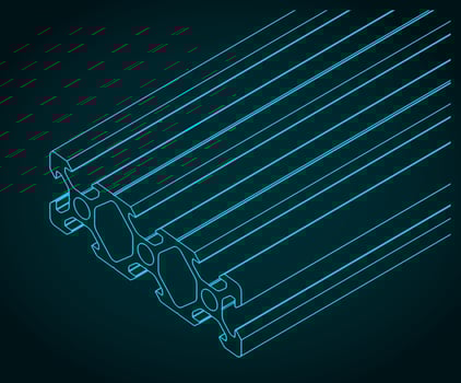 Aluminum profile blueprint vector