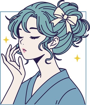 Beauty Japanese woman with glowing skin illustration vector