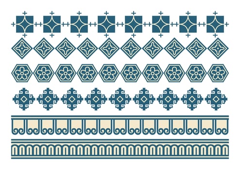 Abstract coloured mosaic ornament on green colour vector