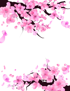 Cute Flowers Blossom Frame, Floral Branch Border, Falling Petals Background. png