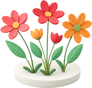 Playful and Sweet Cartoon Floral Garden Illustration. . png