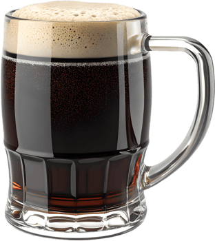 Elegant transparent beer mug with chilled golden drink. . png