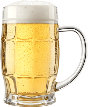 Fresh pub beer glass with golden frothy ale. . png