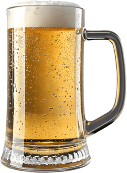 Amber ale beer glass with perfect foamy top. . png
