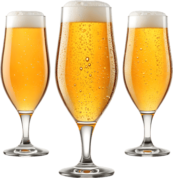 Classic pub beer glass filled with golden drink. . png