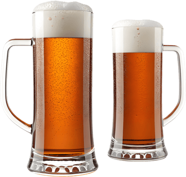 Beer glass with thick foam and golden ale. . png