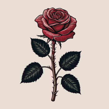 Vintage Style Red Rose Illustration vector