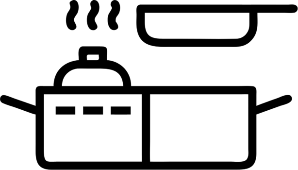 Kitchen in outline icon style, homes and Residences theme. png