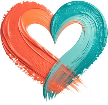 Heart-shaped expressive curve in artistic acrylic brushstroke design. . png