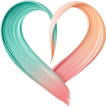 Artistic acrylic brush strokes forming an expressive heart-shaped curve design. . png
