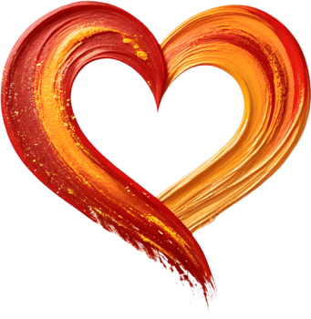 Artistic design of heart-shaped curve in expressive acrylic brushstrokes. . png