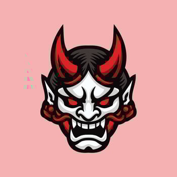 Japanese oni devil logo mascot design art illustration vector