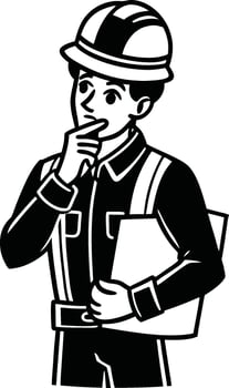 Construction Site Planner Analyzing Work Details vector