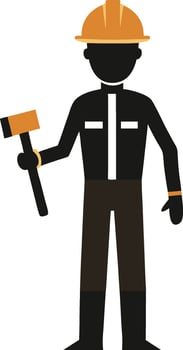 a man in a hard hat holding a hammer design vector