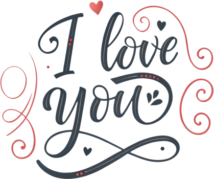 Elegant love message in cursive script, . png
