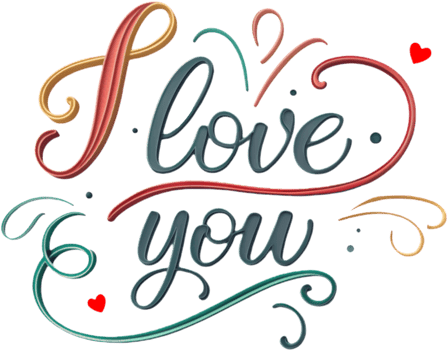 I love you heartfelt calligraphy message, . png