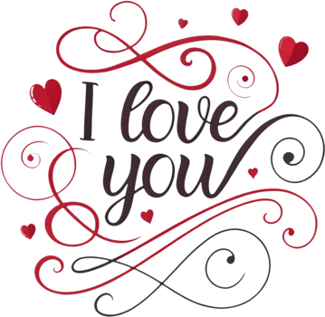 Romantic fancy script I love you design, . png