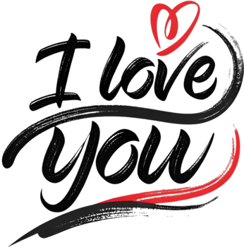 Handwritten cursive I love you art, . png