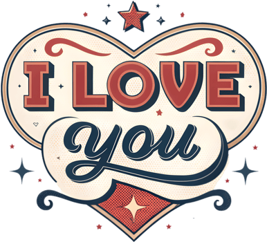 Romantic handwritten I love you design, . png