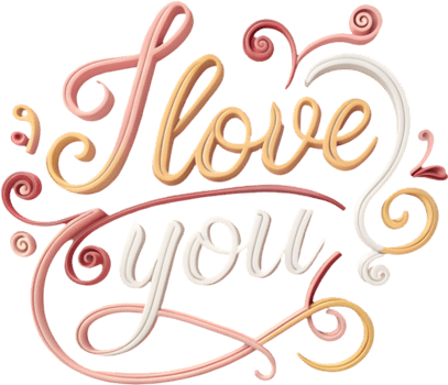 Fancy cursive I love you message, . png