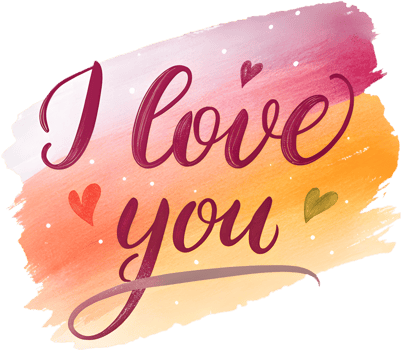 Heartfelt I love you calligraphy words, . png