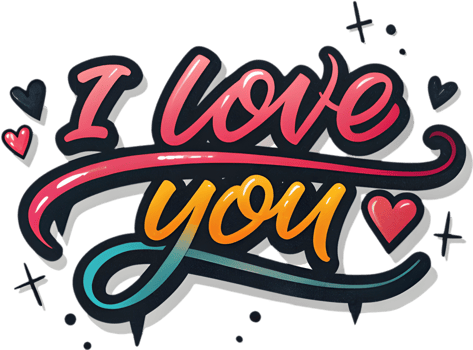 Handwritten I love you calligraphy words, . png
