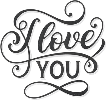 I love you elegant cursive heart art, . png