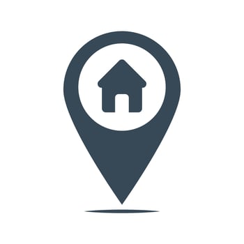 Home point location sign. House map pointer icon stock illustration vector