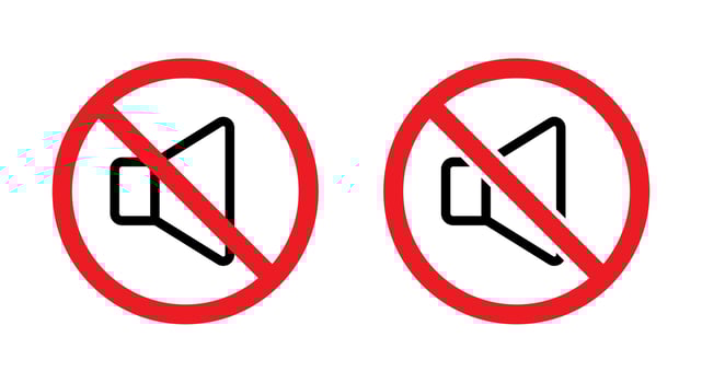 No noise area sign. Sound prohibition symbol. Audio speaker forbidden icon vector