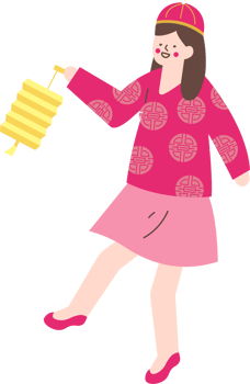 A girl takes a yellow lantern png