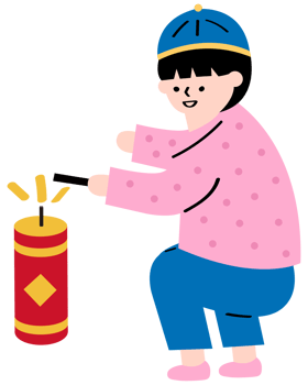 Chid is setting off the firecracker png