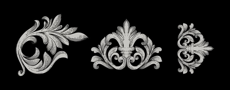 drawn gothic ornament collection vector