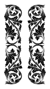 Hand drawn gothic ornament collection art on black colour vector