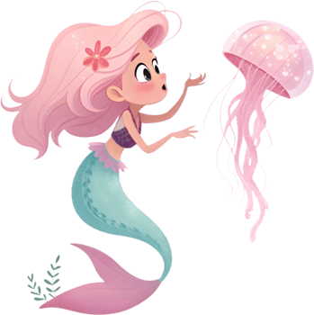Beautiful cartoon mermaid for magical creative design projects. . png