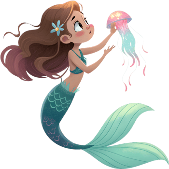 Magical cartoon mermaid clipart for ocean and sea designs. . png