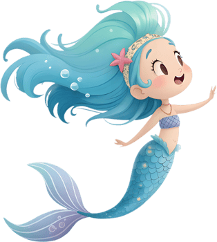 Adorable mermaid character clipart for creative oceanic designs. . png