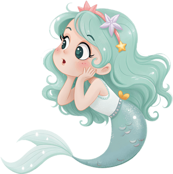 Adorable mermaid character for magical creative design projects. . png