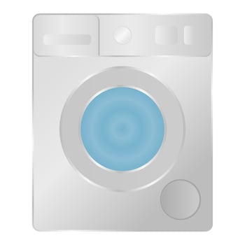White Washing Machine Household Appliance. Washing Machine Front View. vector