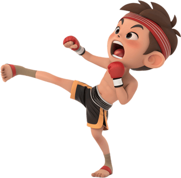 Anime Fighter in Muay Thai Action Pose Clipart, . png
