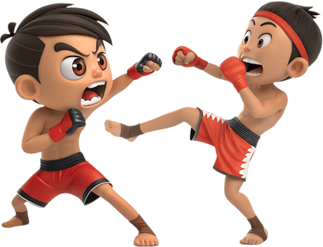 Martial Arts Fighter Clipart in Dynamic Muay Thai Pose, . png