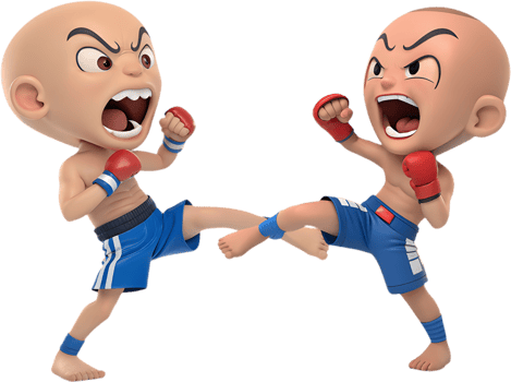 Dynamic Fighter in Muay Thai Pose for Artwork, . png