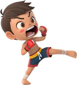 Action-Packed Fighter Clipart in Muay Thai Pose, . png