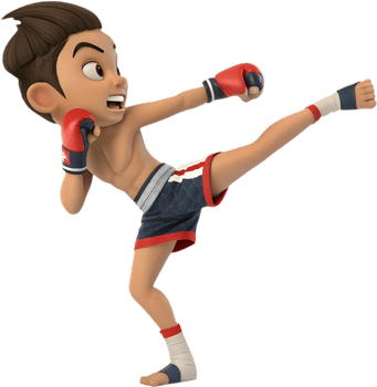 Intense Fighter Poses in Muay Thai Action Art, . png