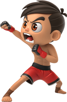 Muay Thai Fighter Clipart with Dynamic Action Pose, . png