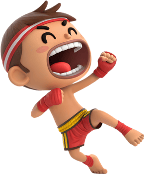 Animated Muay Thai Fighter Clipart for Artwork Projects, . png