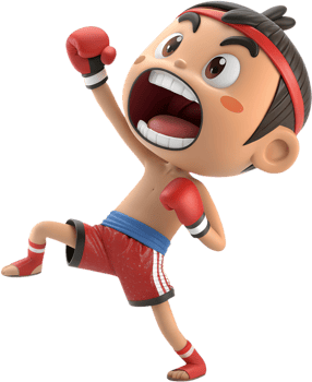 Animated Muay Thai Fighter Clipart for Martial Arts Artwork, . png