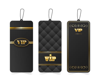 Elegant vintage black vip labels, tag. illustration set for casino, party, award, business vector
